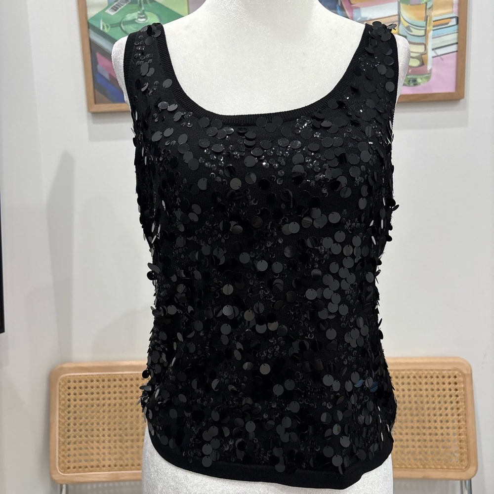 Vintage black sequin tank top!